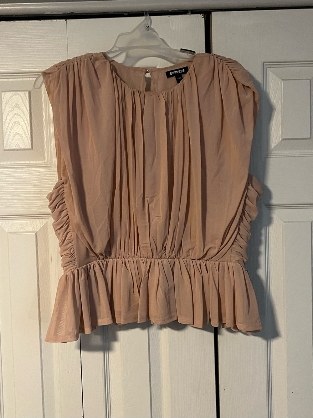 Express Sleeveless Peplum Blouson Top - Dusty Rose